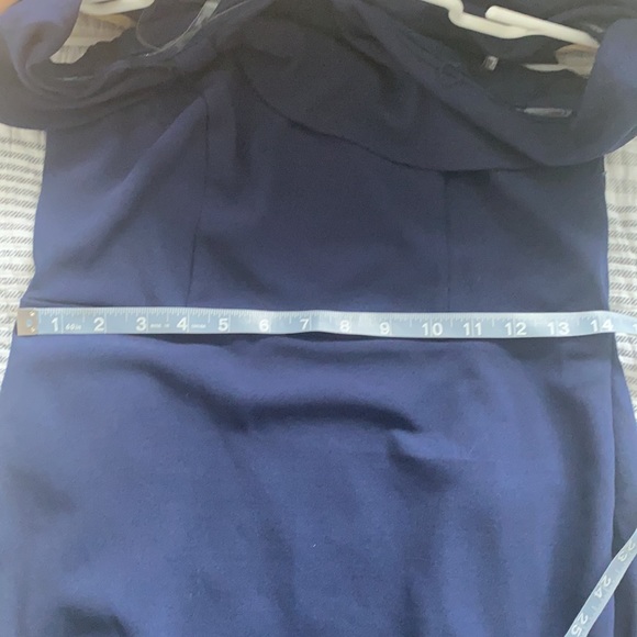 Beige By Eci Off the Shoulder Navy Midi Dress - Picture 8 of 8